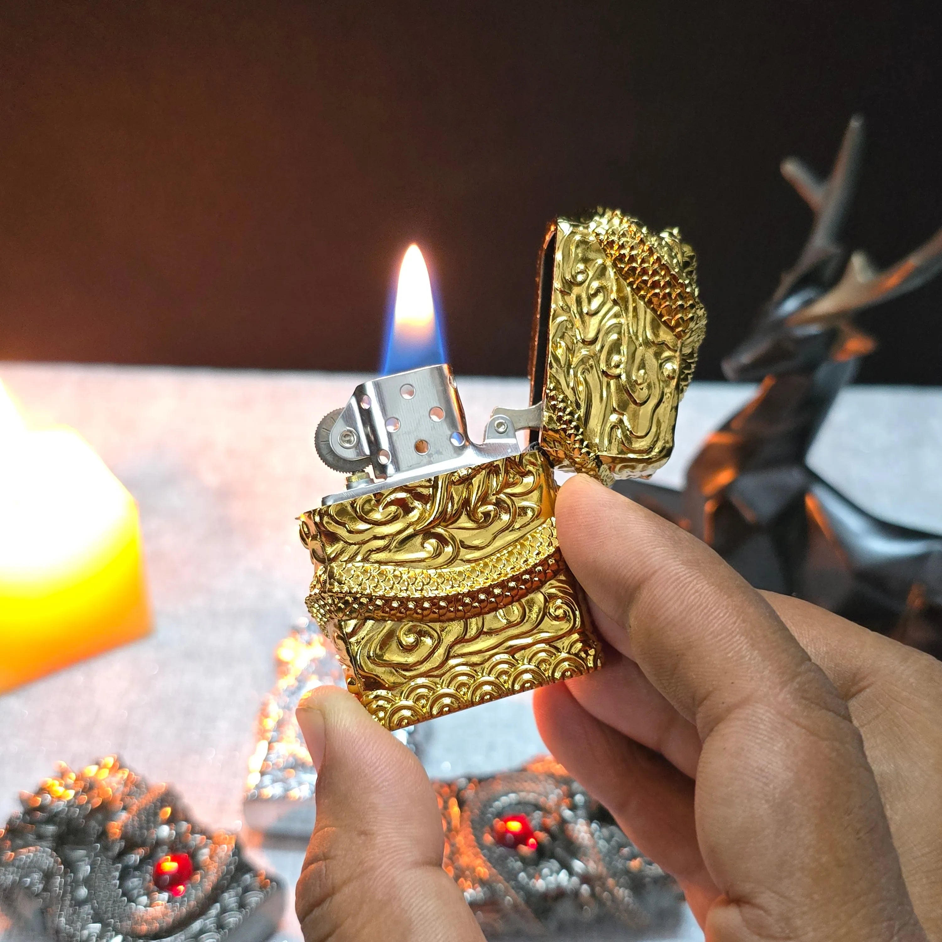 ALA FLAME 3D DRAGON Vintage Liquid Fuel Lighter