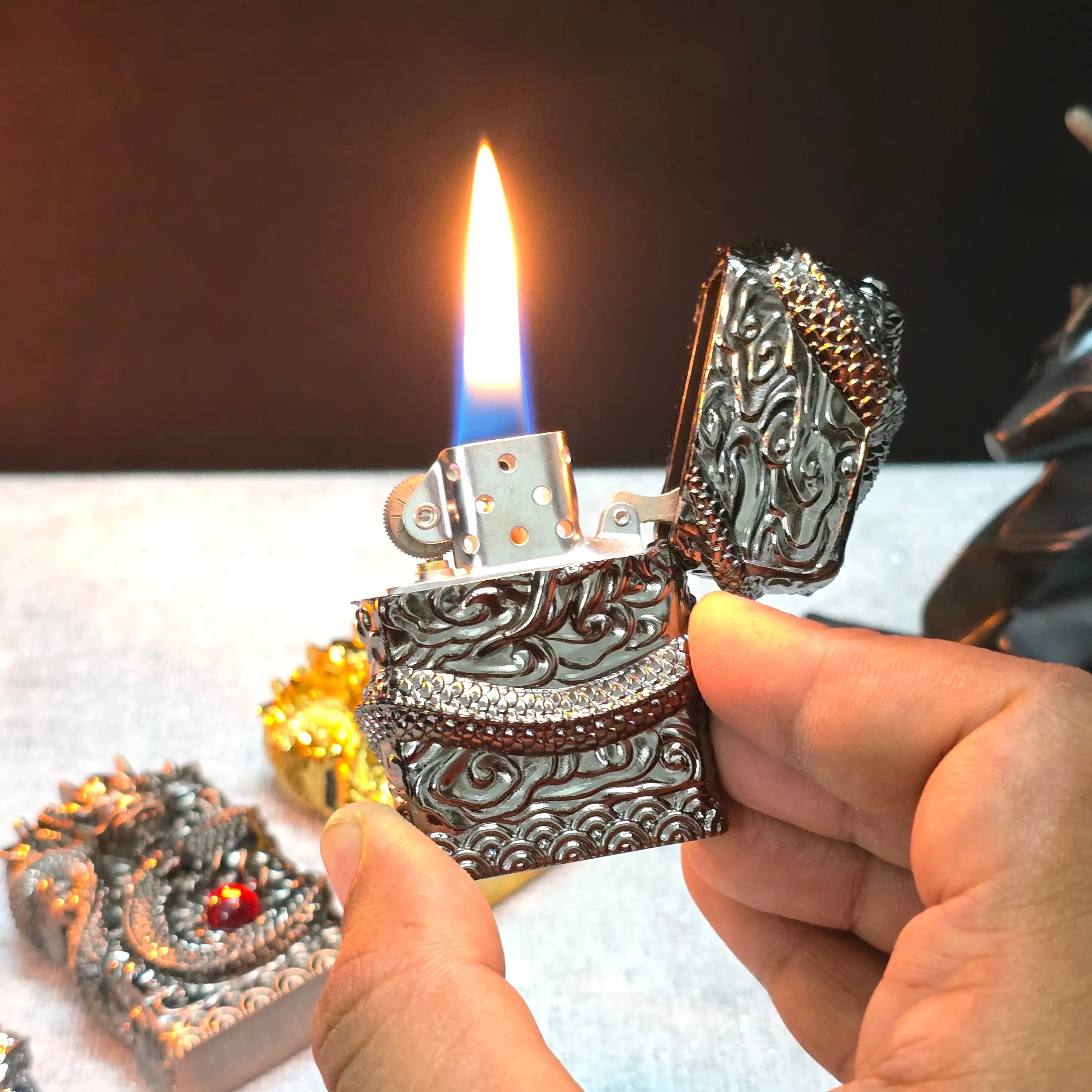 ALA FLAME 3D DRAGON Vintage Liquid Fuel Lighter