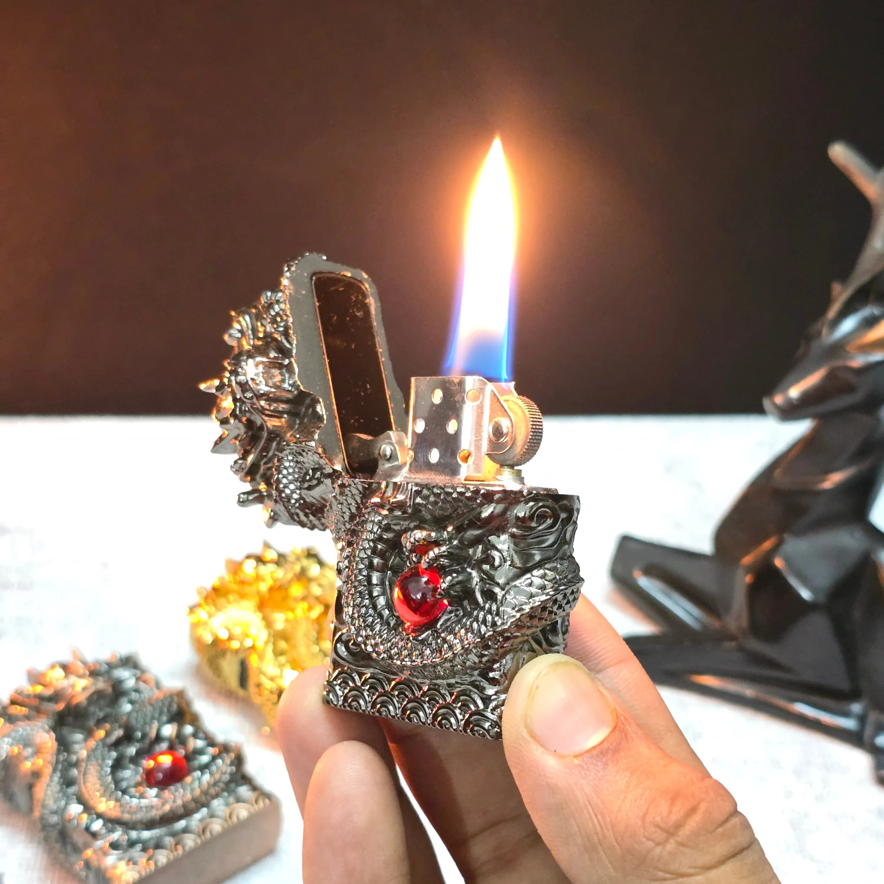 ALA FLAME 3D DRAGON Vintage Liquid Fuel Lighter