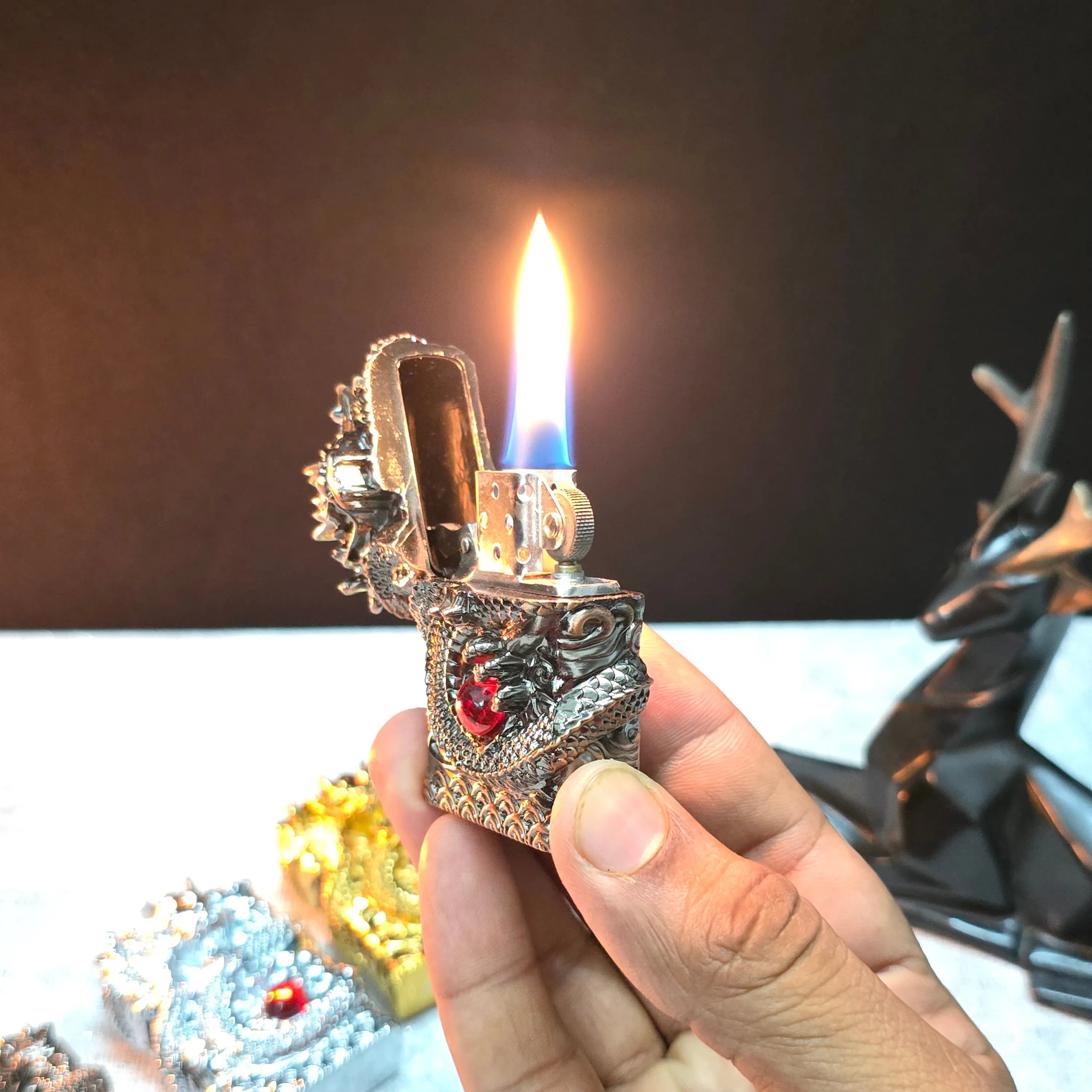 ALA FLAME 3D DRAGON Vintage Liquid Fuel Lighter