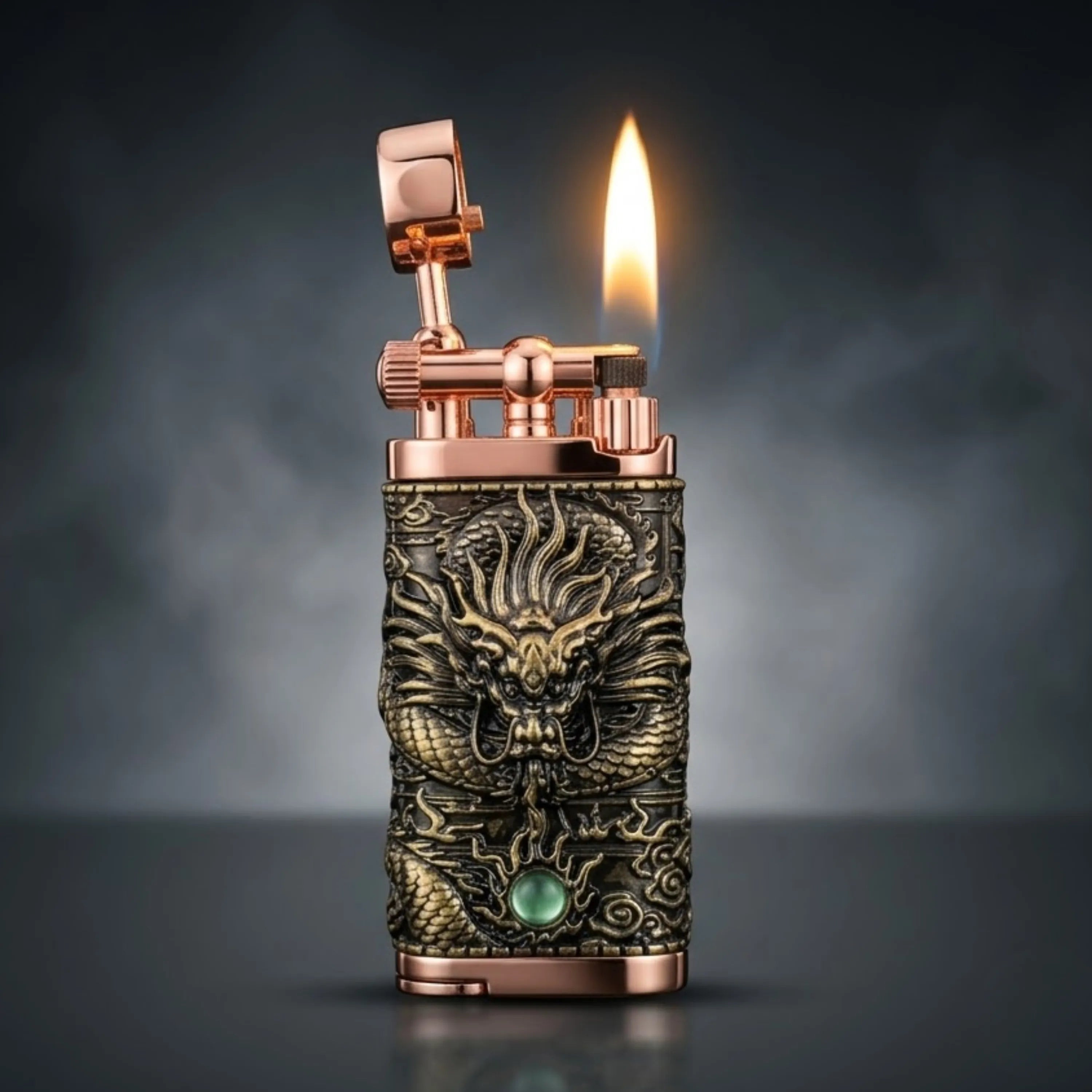 ALA FLAME Shadow Dragon Embossed Vintage Lighter