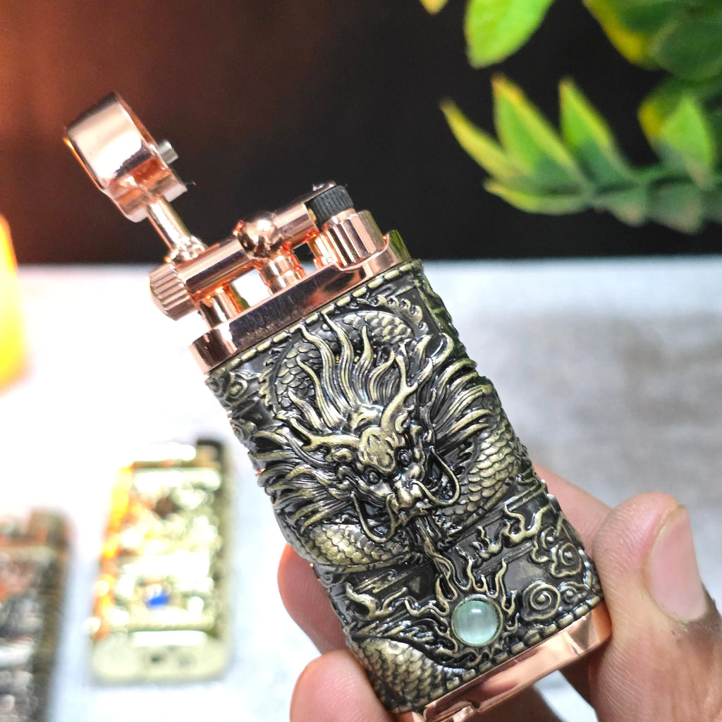 ALA FLAME Shadow Dragon Embossed Vintage Lighter
