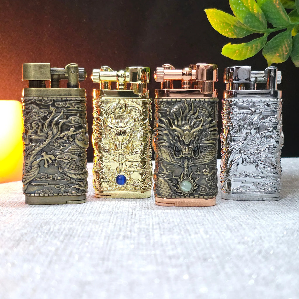 ALA FLAME Shadow Dragon Embossed Vintage Lighter