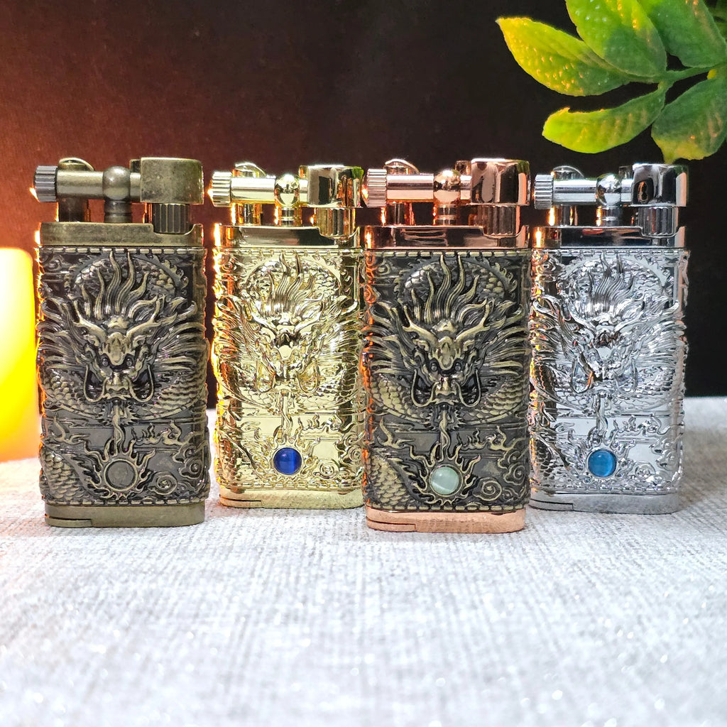 ALA FLAME Shadow Dragon Embossed Vintage Lighter