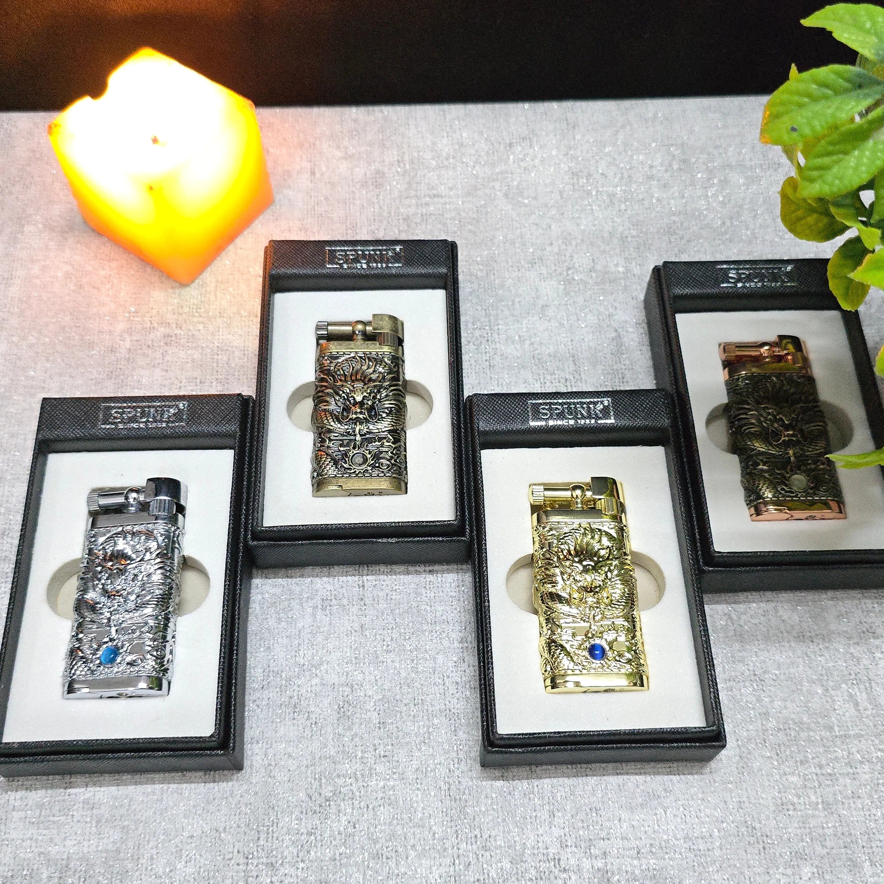 ALA FLAME Shadow Dragon Embossed Vintage Lighter