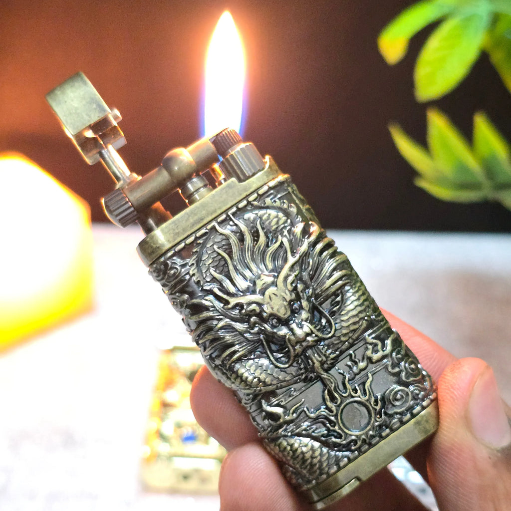 ALA FLAME Shadow Dragon Embossed Vintage Lighter