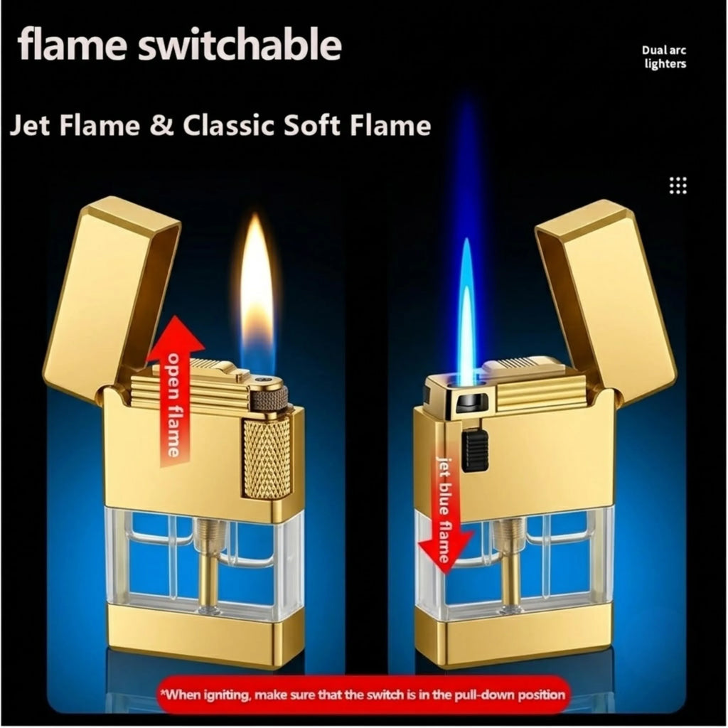 ALA FLAME TwinBeam Dual Flame Transparent Tank Lighter