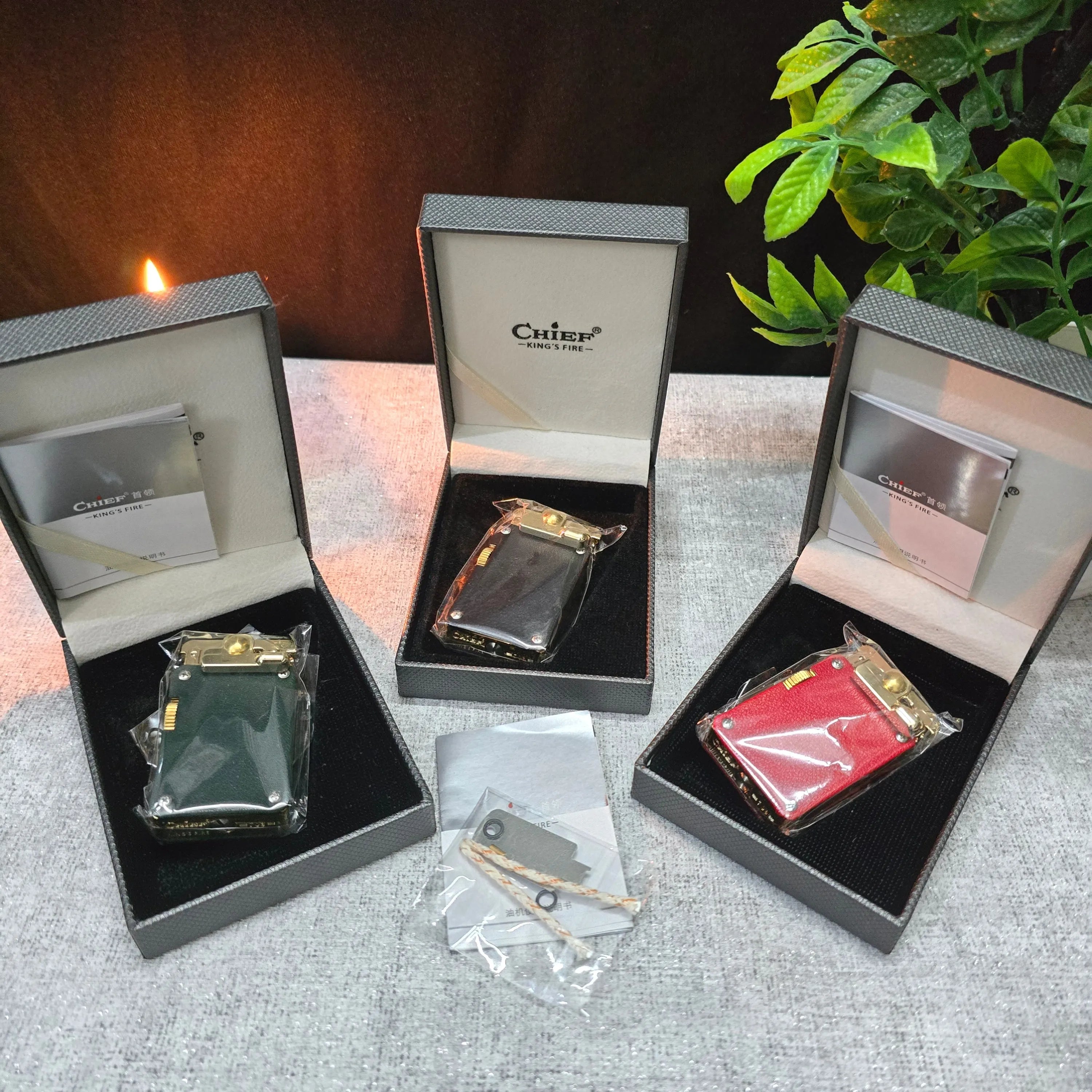 CHIEF 708 Rocker Arm Leather Oil Lighter