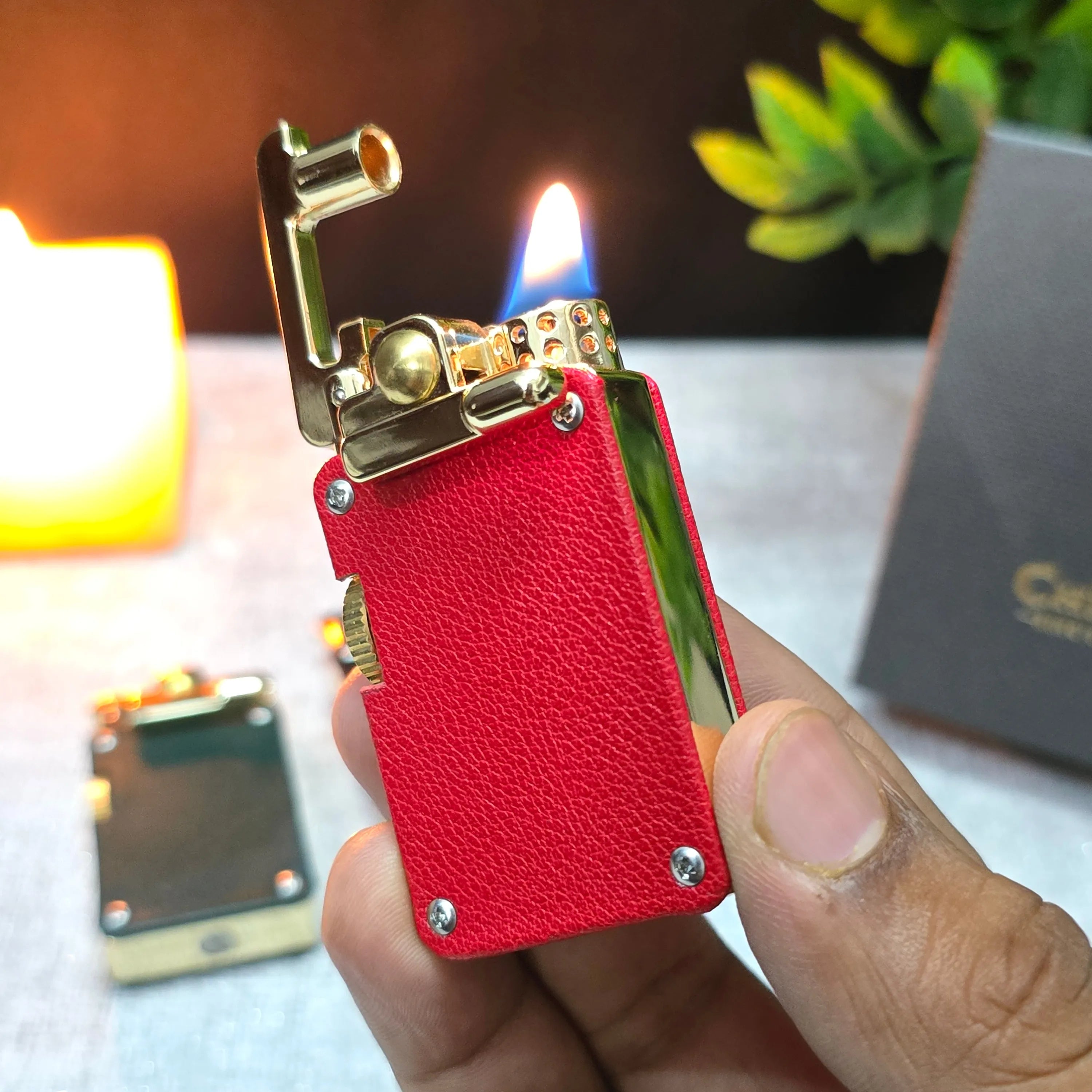 CHIEF 708 Rocker Arm Leather Oil Lighter