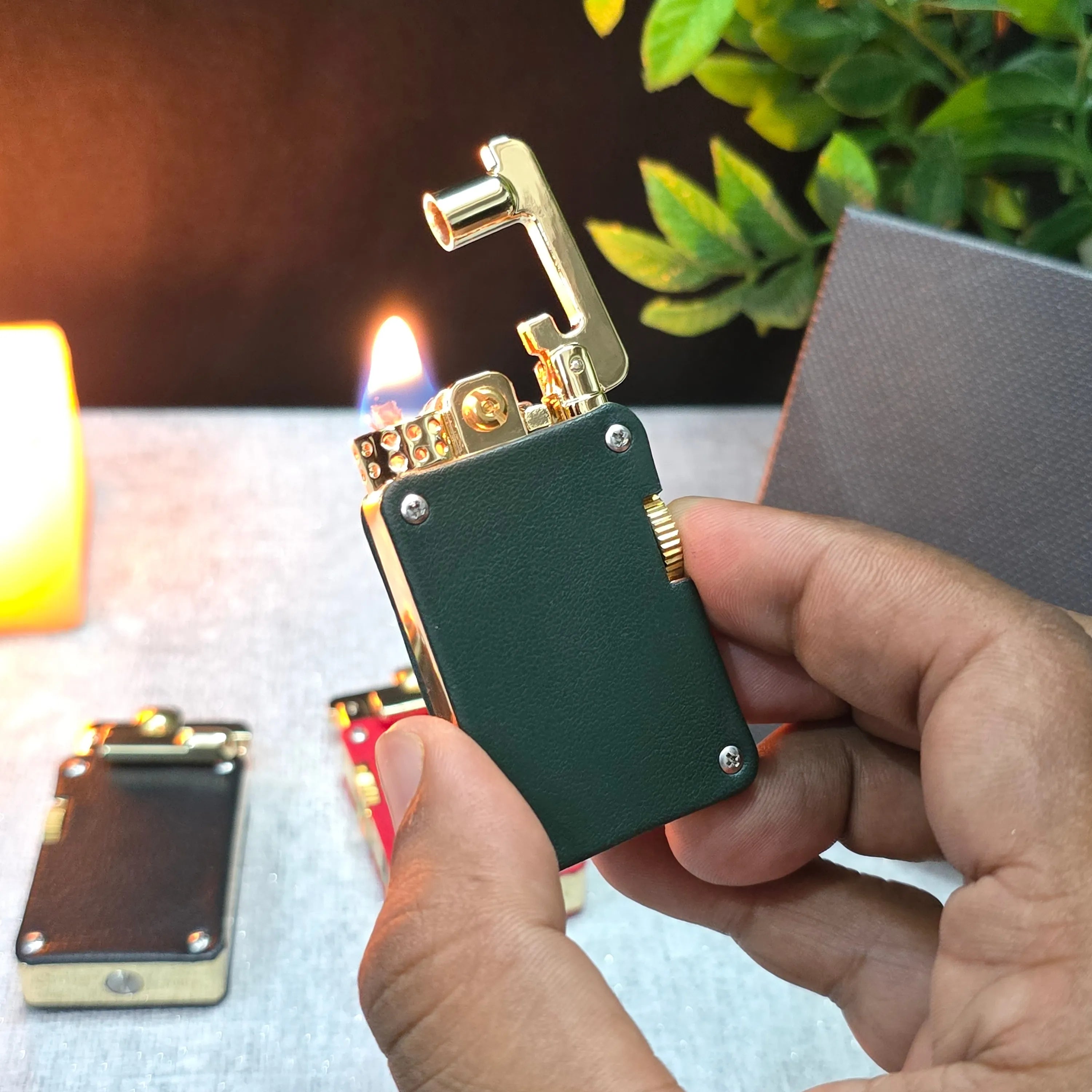 CHIEF 708 Rocker Arm Leather Oil Lighter