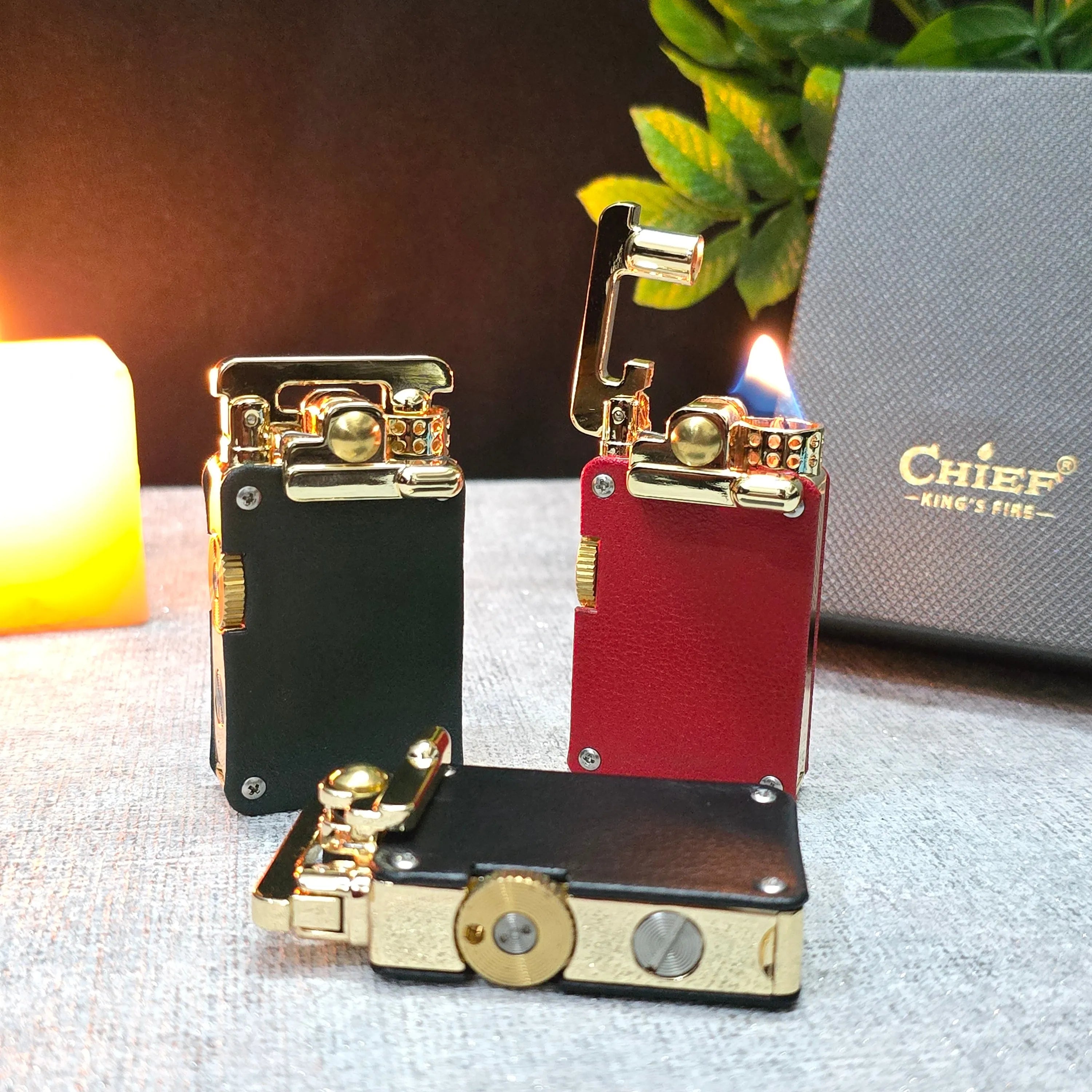 CHIEF 708 Rocker Arm Leather Oil Lighter
