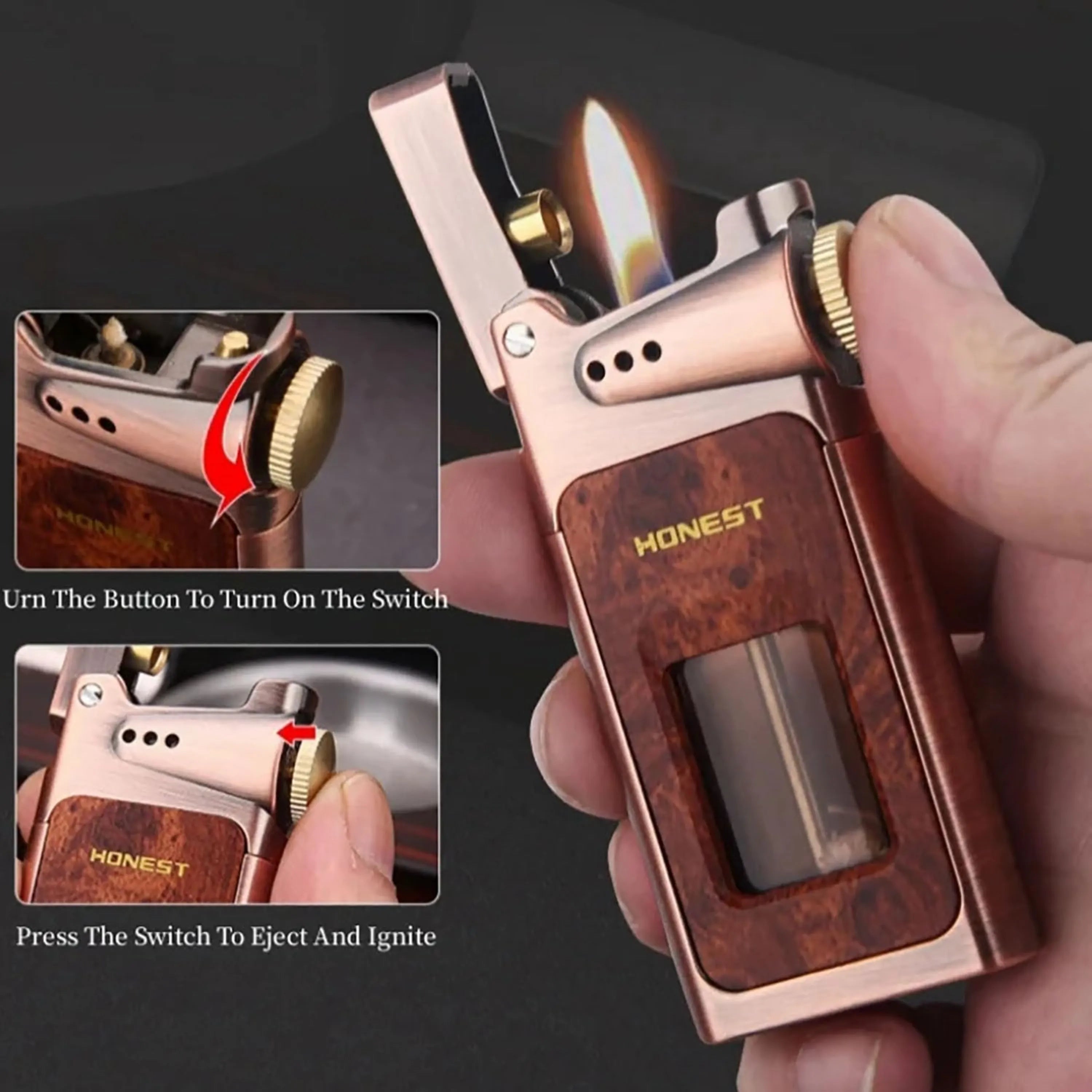 HONEST Dragon Horn Oil Lighter Transparent Fuel Tank
