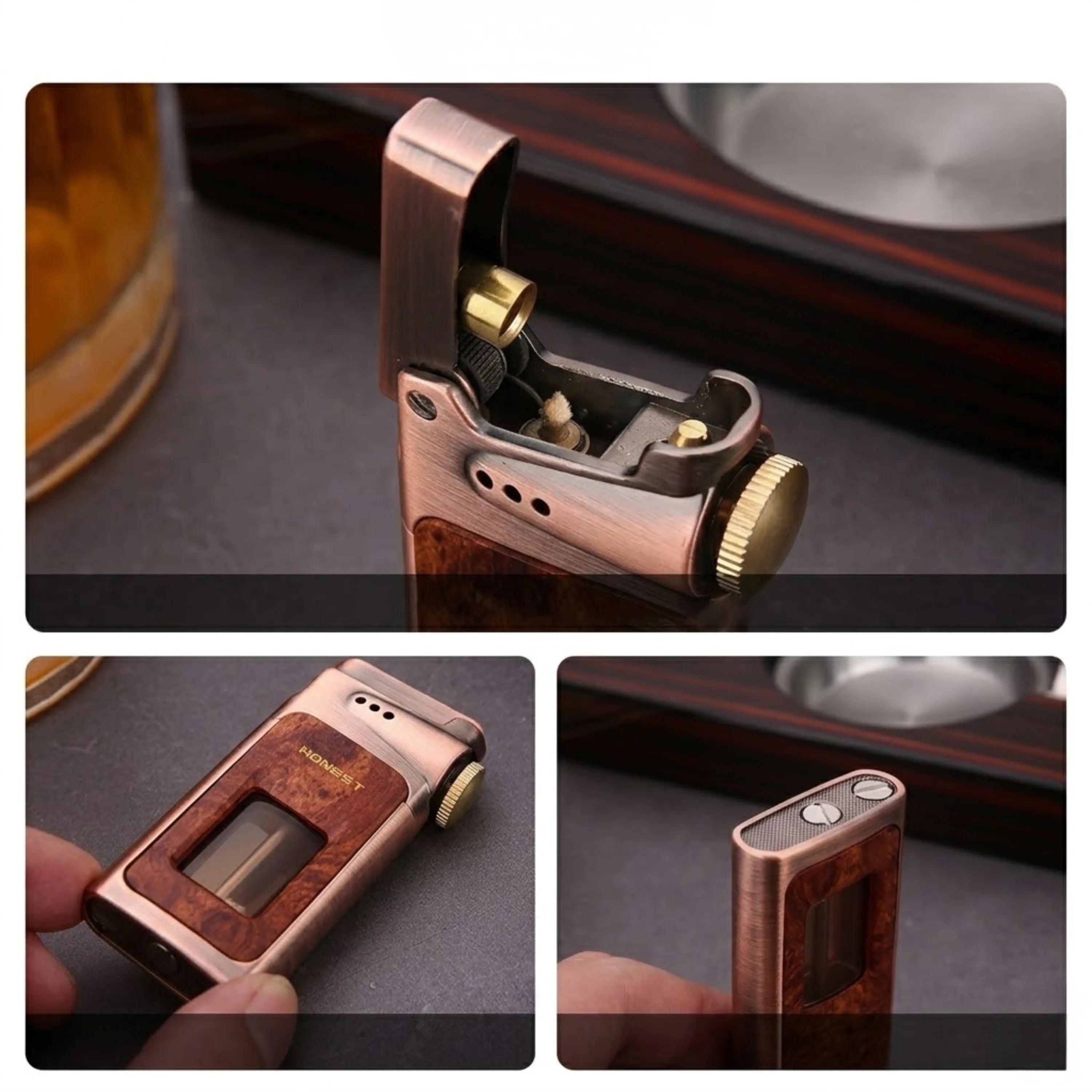 HONEST Dragon Horn Oil Lighter Transparent Fuel Tank