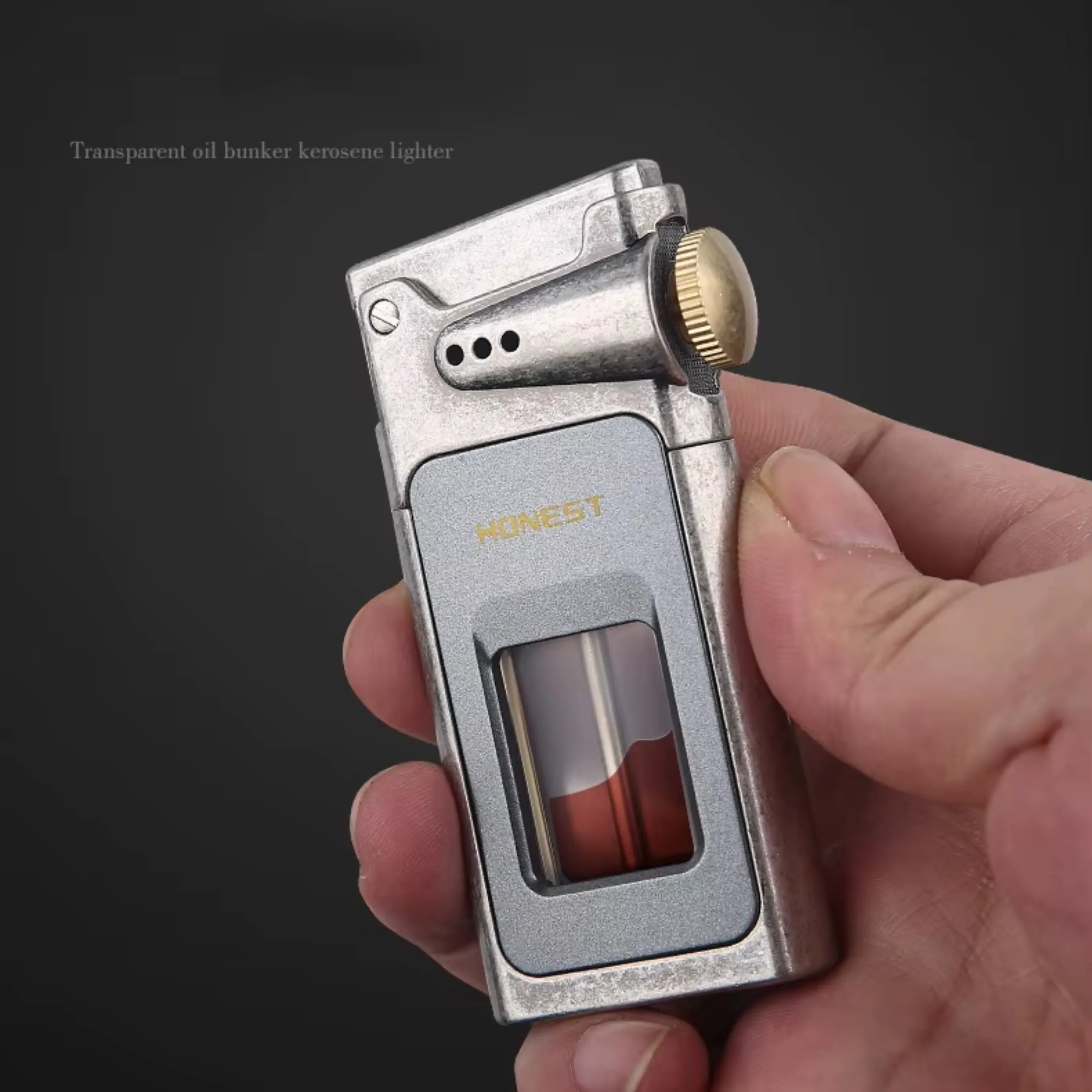 HONEST Dragon Horn Oil Lighter Transparent Fuel Tank