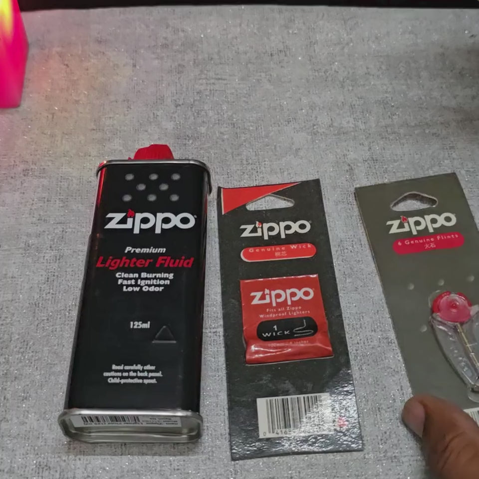 Zippo Premium Lighter Fluid Refill Kit (125ML Fuel + Flint + Wick)